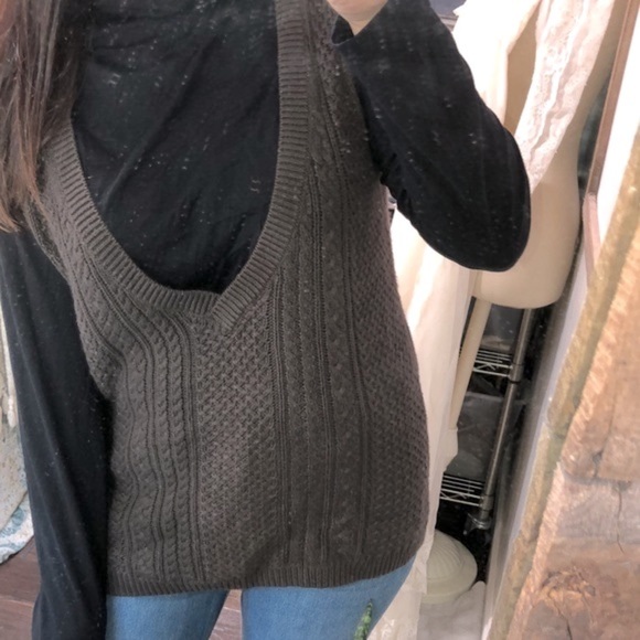 Talbots vintage brown knit sweater vest size large cotton cashmere blend - Picture 3 of 6